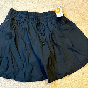 NEW High Waisted Swim Skirt Zipper Pockets Tummy Control Bathing Suit Bottoms L